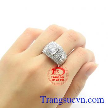 Nhẫn nam sang trọng vàng trắng 18k
