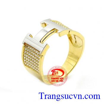 Nhẫn nam chữ H vàng 18k