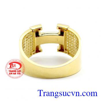 Nhẫn nam chữ H vàng 18k