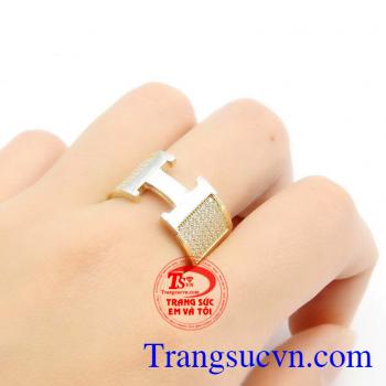 Nhẫn nam chữ H vàng 18k