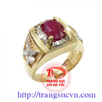 Nhẫn nam ruby thiên nhiên