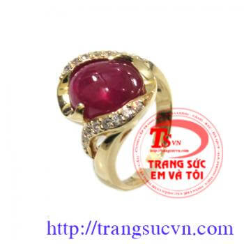 Nhẫn nữ ruby vàng 14k