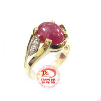 Nhẫn nữ ruby thiên nhiên vàng 14K