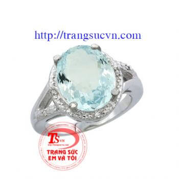 Nhẫn topaz vàng trắng