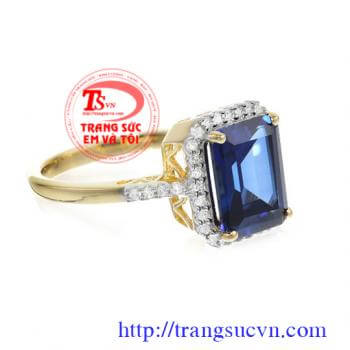 Nhẫn nữ topaz chữ nhật