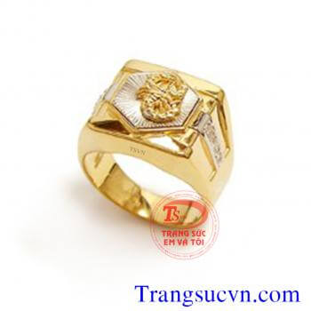 Nhẫn nam chạm khắc hình rồng vàng tây 18k (75 %Au) sản phẩm được thiết kế trên máy 3D. Kèm giấy kiểm định Vàng.