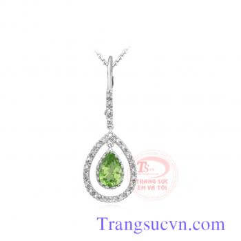 Mặt đá peridot vàng trắng đẹp