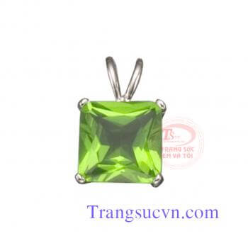 Đá peridot vuông mặt vàng trắng