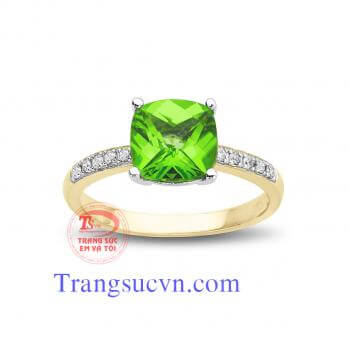 Nhẫn nữ peridot vuông