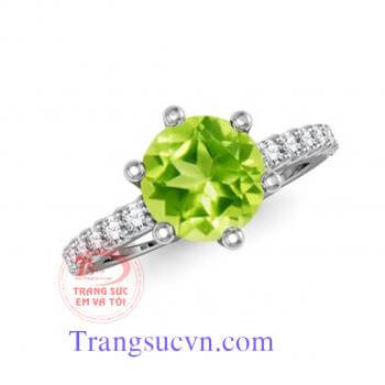 Nhẫn nữ peridot lục phớt vàng