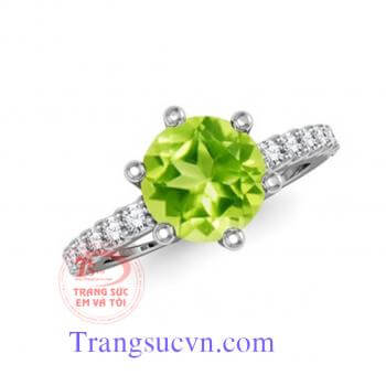 Nhẫn nữ vàng tây gắn đá Peridot thiên nhiên