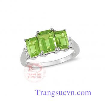 Peridot nhẫn nữ chữ nhật