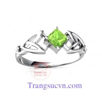 Nhẫn nữ đá vuông peridot