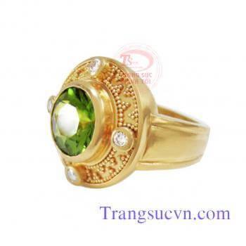 Nhẫn nữ vàng tây gắn đá Peridot thiên nhiên