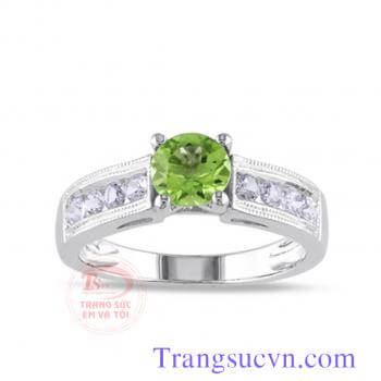 Nhẫn nữ tạo sáp 3D đá peridot