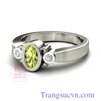 Nhẫn nữ đá peridot tròn