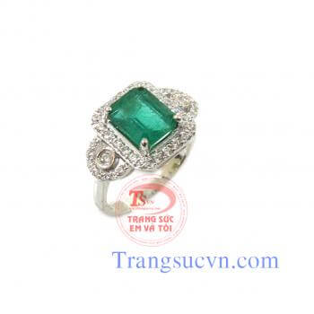 Nhẫn emerald nữ vàng trắng đẹp