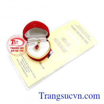 Mặt dây chuyền nữ,Mặt đá ruby vàng tây
