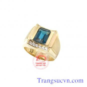 Nhẫn đá topaz nam vàng tây