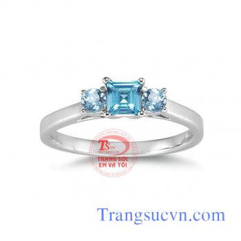 Nhẫn topaz vàng trắng