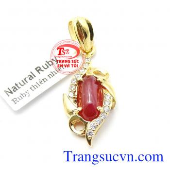 Mặt dây vàng đá quý ruby thiết kế độc đáo, chế tác từ vàng 14k kết hợp cùng đá ruby vô cùng đẹp mắt,Mặt dây vàng đá quý ruby