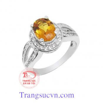 Nhẫn nữ vàng tây gắn đá Natural Citrine