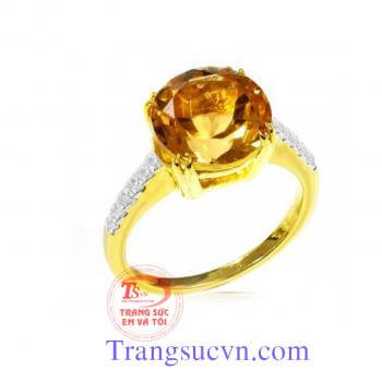 Citrine nhẫn nữ tròn Nhẫn nữ Citrine vuông Nhẫn nữ thạch anh vàng