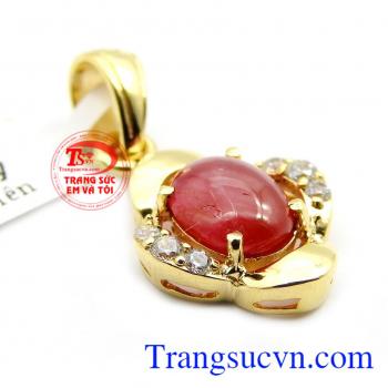 Thích hợp làm quà tặng cho người thân và bạn bè,Mặt dây vàng gắn đá quý ruby