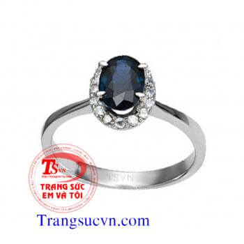 Nhẫn nữ đá quý sapphire xanh thiên nhiên