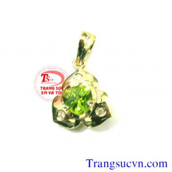 Mặt dây đá peridot vàng tây 10k