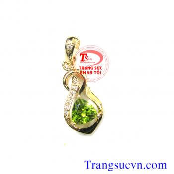 Mặt dây đá peridot vàng tây 10k