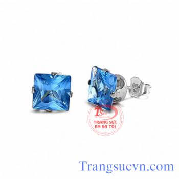 Hoa tai đá topaz vàng trắng 10K