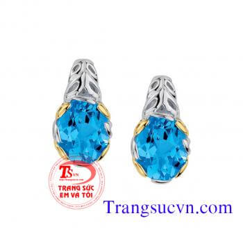Hoa tai vàng trắng topaz