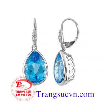 Hoa tai vàng trắng topaz phong thủy