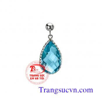 Mặt dây topaz xanh vàng trắng