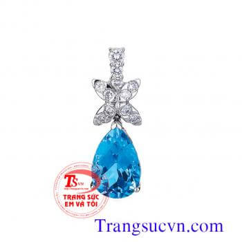 Mặt dây chuyền đá quý vàng trắng topaz