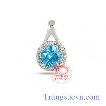 Mặt dây chuyền vàng trắng 10k topaz