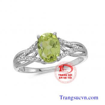 Nhẫn nữ vàng trắng Peridot