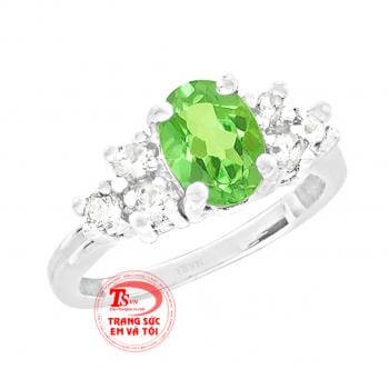 Nhẫn nữ đẹp mệnh hỏa vàng 10k đá peridot