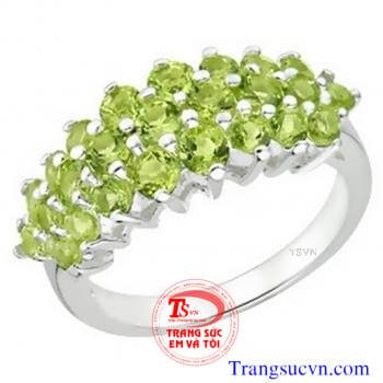 Nhẫn nữ kết đá Peridot vàng tây