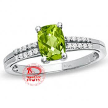 Nhẫn peridot vàng trắng 10k đẹp