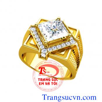 Nhẫn nam vàng tây Topaz trắng