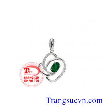 Mặt dây emerald  vàng trắng