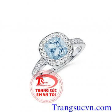 Nhẫn Aquamarine vàng trắng