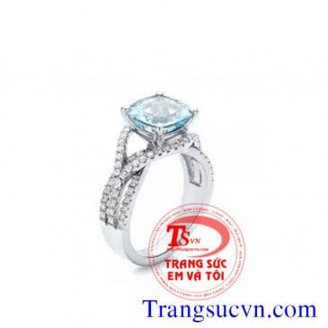 Nhẫn Nữ Aquamarine Vàng 14k