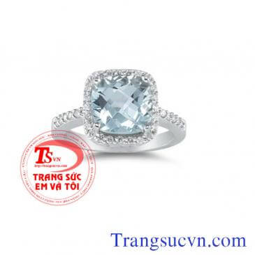 Nhẫn Aquamarine vàng 14k