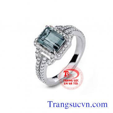 Nhẫn đá Aquamarine tự nhiên