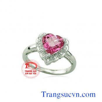 Nhẫn vàng trắng gắn đá Tourmaline