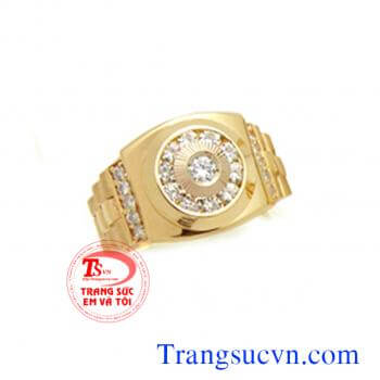 Nhẫn nam đầu báo gắn emerald