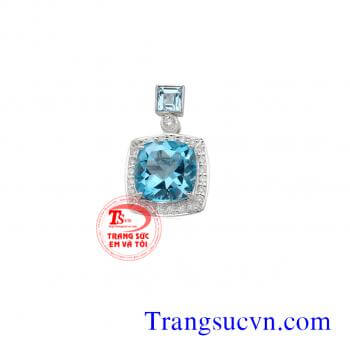 Mặt đá Topaz vuông vàng trắng